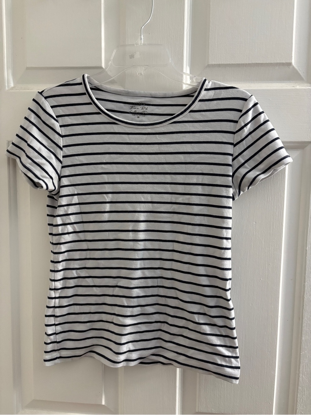 J. Crew navy & White Striped Short-Sleeve Tee